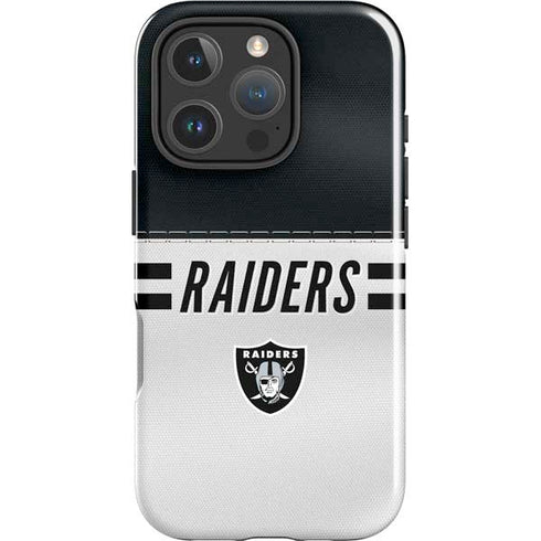 NFL Las Vegas Raiders White Striped iPhone 16 Pro Impact Case